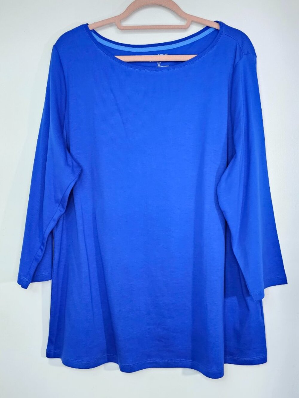 Talbots Plus Pima Cotton Bateau Neck 3/4 Long Sleeve Soft Tee T-Shirt Top Blouse